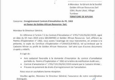 RDC : « Le contrat d’amodiation de la société Golden Ressources Africa avec la Gecamines sous menaces »( sonnette d’alarme à l’intention du magistrat suprême)