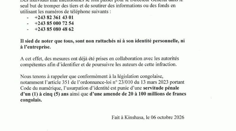 Alerte d’usurpation d’identité : L’ARSP signale que des escrocs se font passer pour son Directeur Général afin de soutirer de l’argent et des informations (Communiqué) Alerte d’usurpation d’identité : L’ARSP signale que des escrocs se font passer pour son Directeur Général afin de soutirer de l’argent et des informations (Communiqué)
