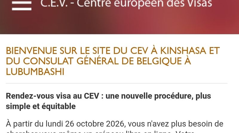 Belgique : une nouvelle procédure de prise de rendez-vous pour les demandes de visa Schengen en RDC dès le 26 octobre